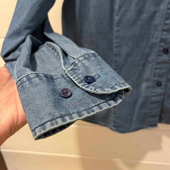 💙 ALIA PETITE Embroidered Denim Shirt – Size 10p - Picture 8 of 9